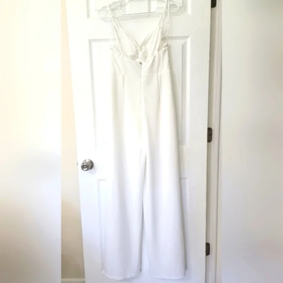 Lulus Instinctively Iconic Twist-Front Flyaway Wide Leg Jumpsuit Bridal Romper - Picture 5 of 5